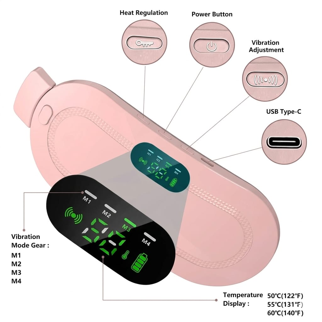Rechargeable Period Pain Relief Belt-  Portable Heating & Massage Belt